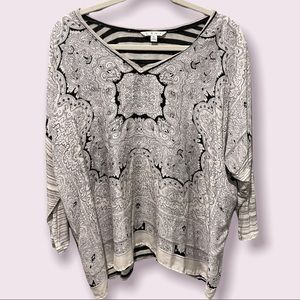 Cabi silk front paisley top XL, black and white
